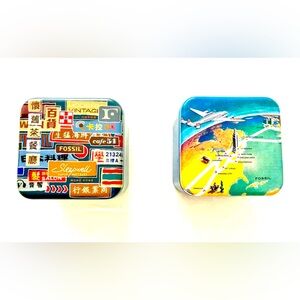 Fossil Vintage Tin Watch Box Set of 2